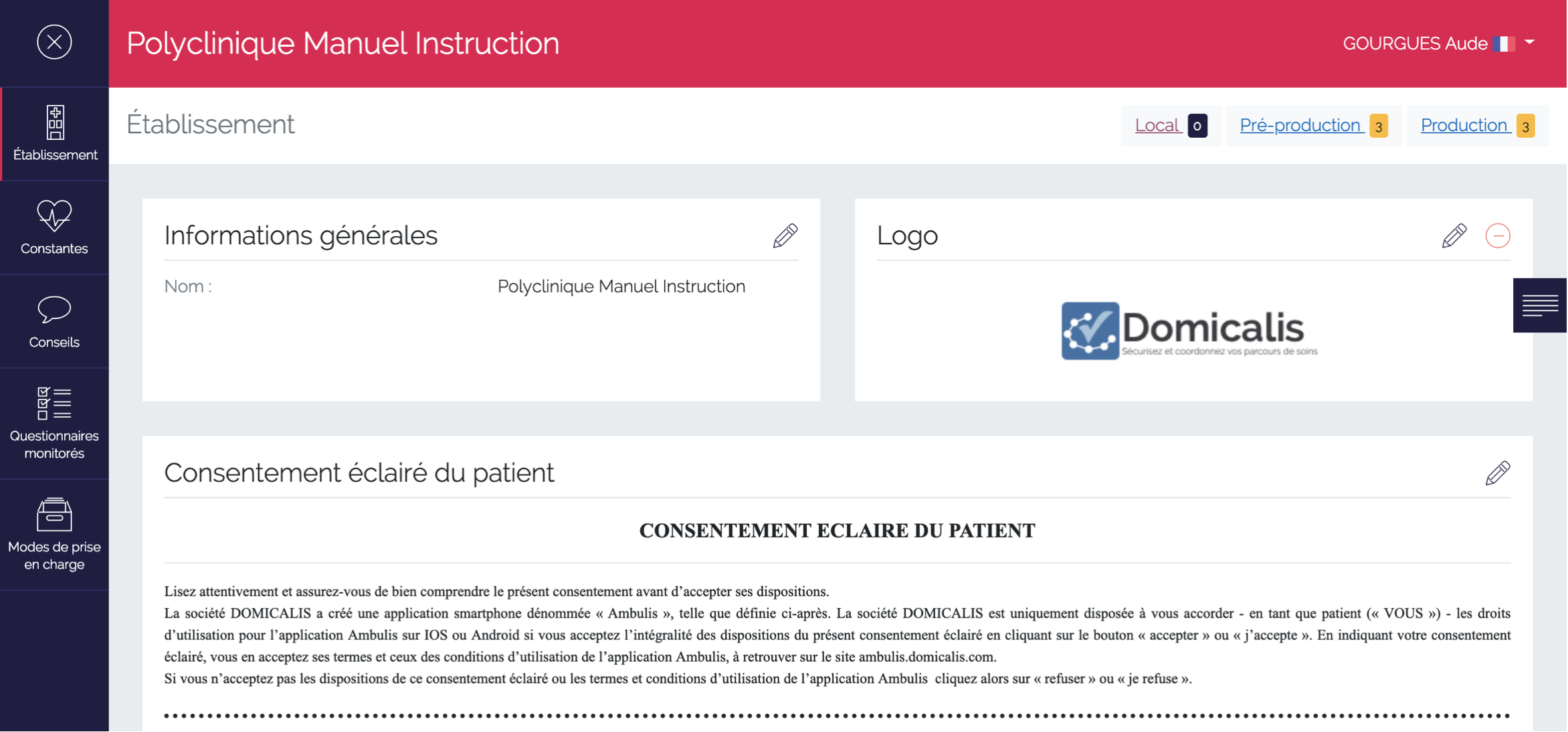 Informations générales de l'établissement
