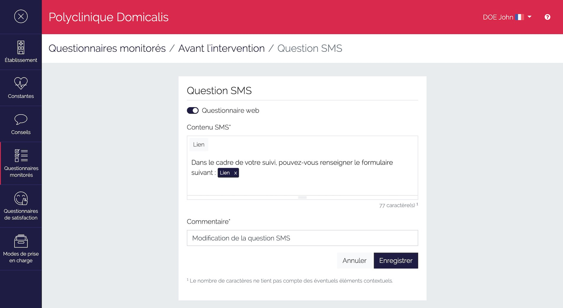 Edition questionnaire web