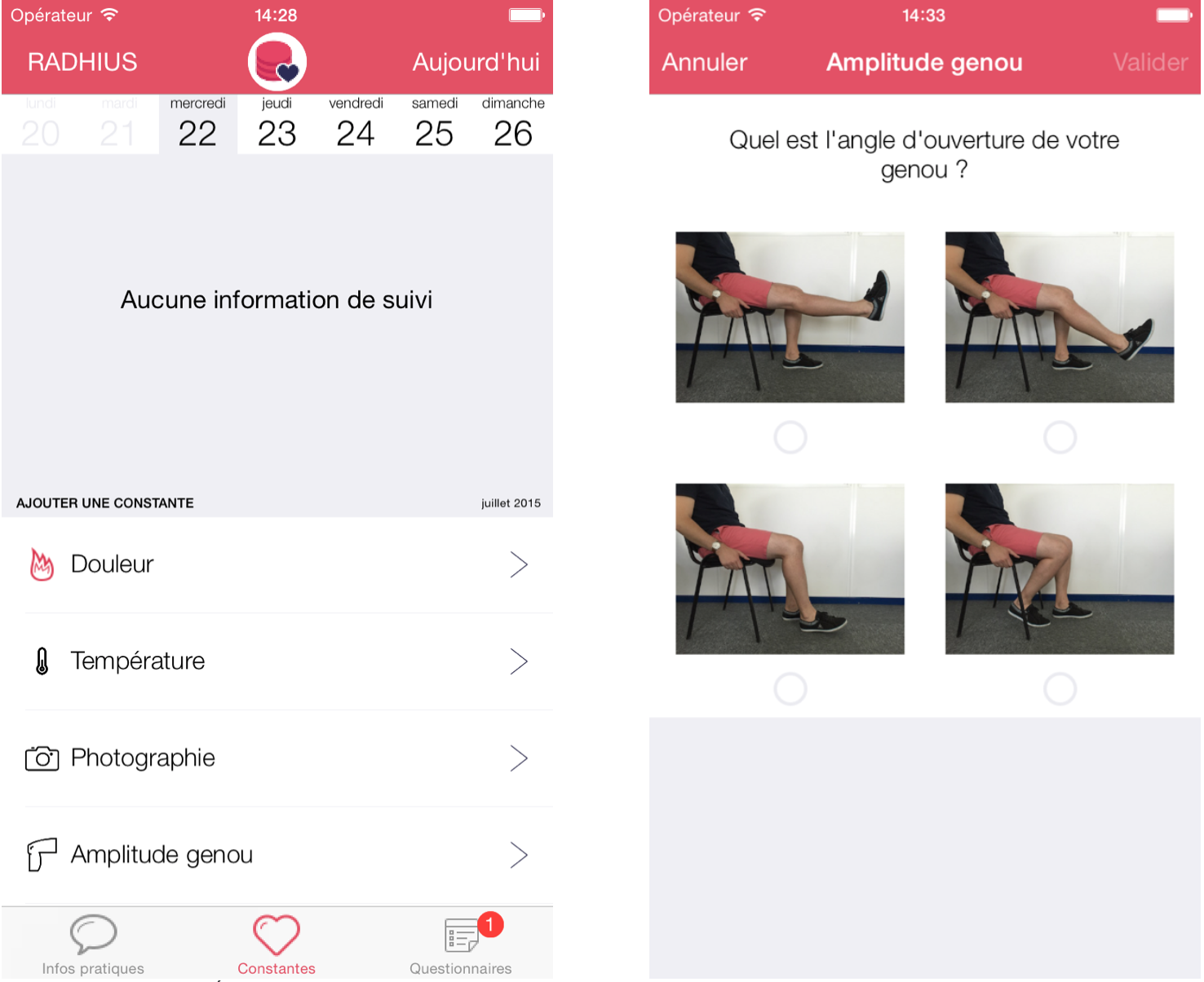 Écran des constantes