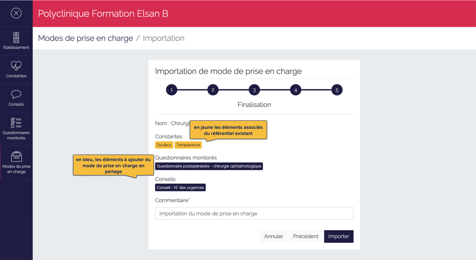 Finalisation de l'importation