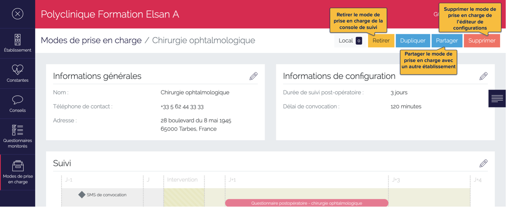 Publication d'un mode de prise en charge